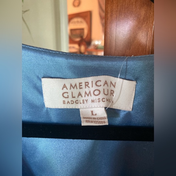 AMERICAN GLAMOUR Badgely Mischka Cold Shoulder Tunic BABY BLUE RHINESTONES Large - Picture 4 of 14